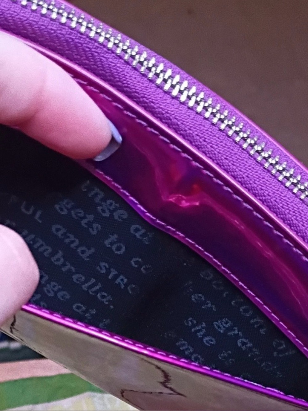 kate spade Holographic Magenta Zip-Around Wallet - Picture 9 of 11